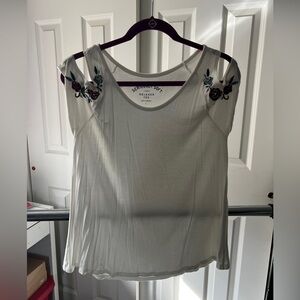 White Floral Embroidered Women's Top